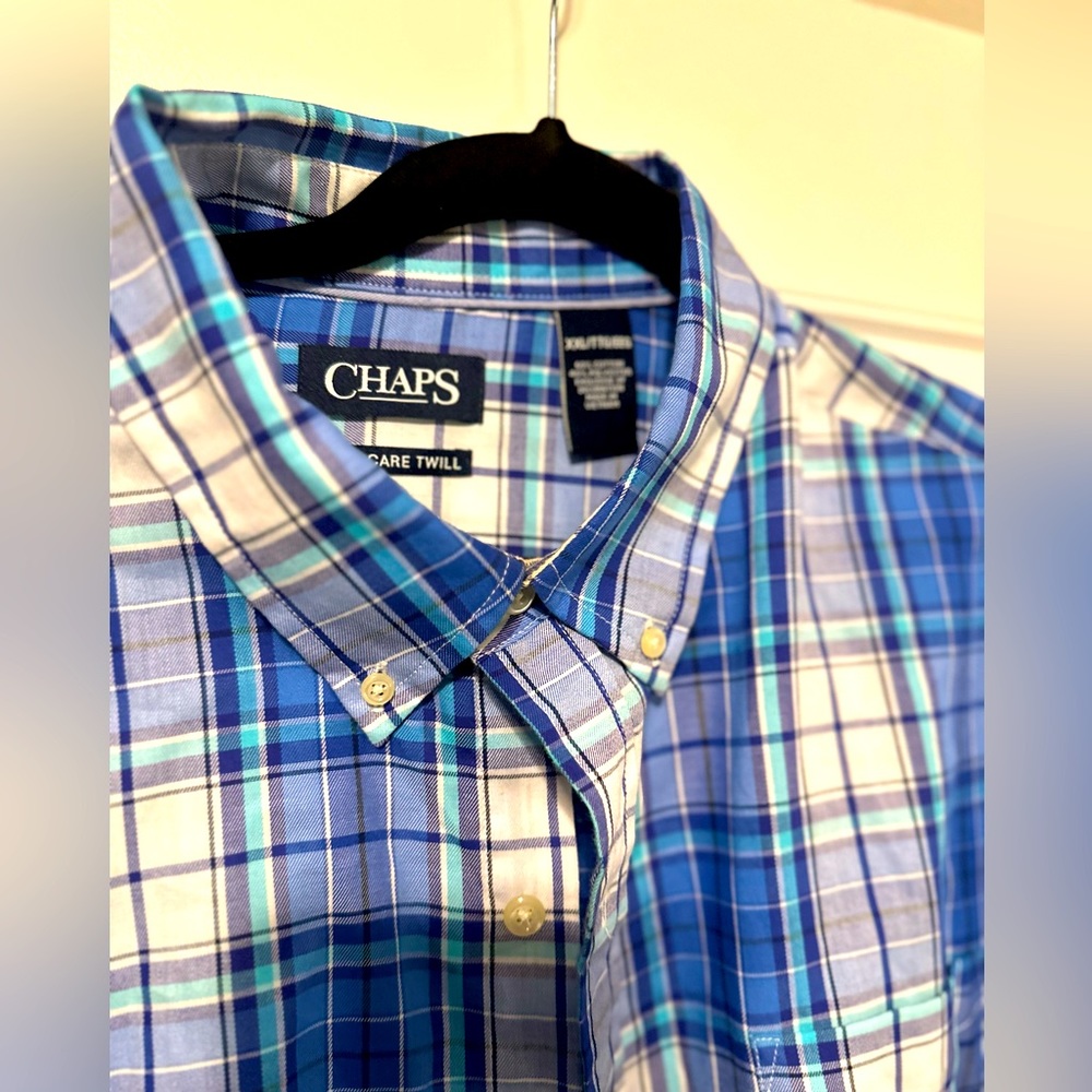 Dark Blue Plaid XXL Chaps long sleeve button down shirt